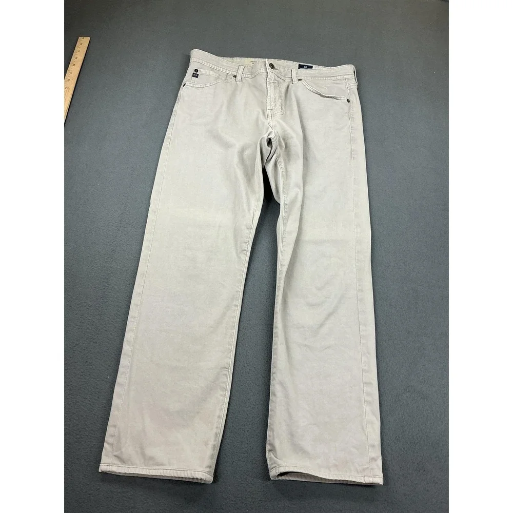 AG Adriano Goldschmied Everett Jeans Mens 35x28 Gray Straight‎ Leg Stretch Denim